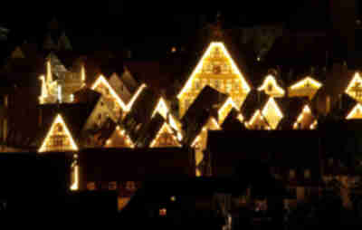 Old Town Leonburg at night from my parents' apartment on the hill