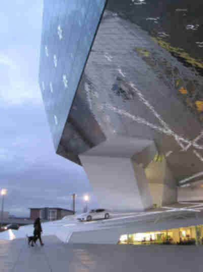 The outside of the Porsche Museum in Stuttgart