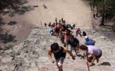 Just a few people (we arrived at the site at the same time a small tour group showed up)