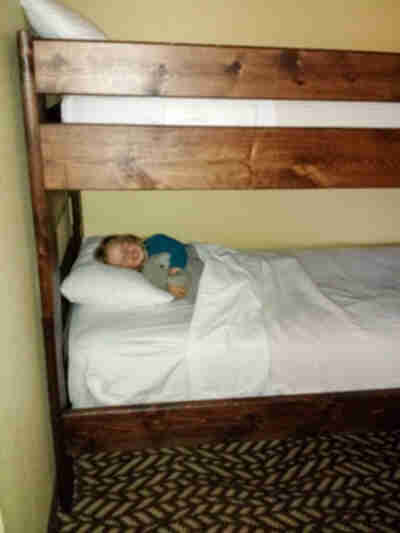 Amy excited about her bunk bed