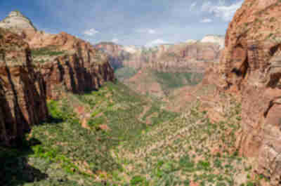 Looking down into Zion Canyon and the main road