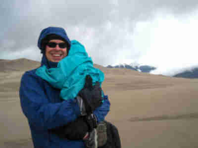 Amy had enough of the blowing sand